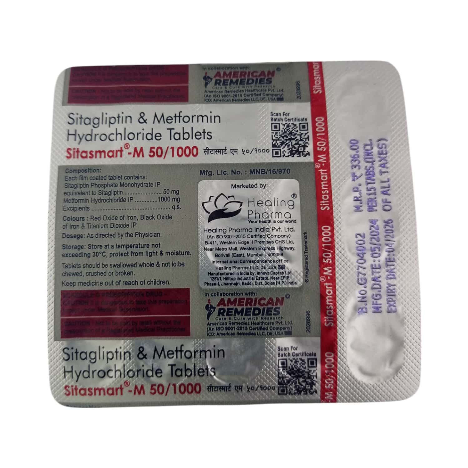 Sitasmart M 50/500mg Tablets
