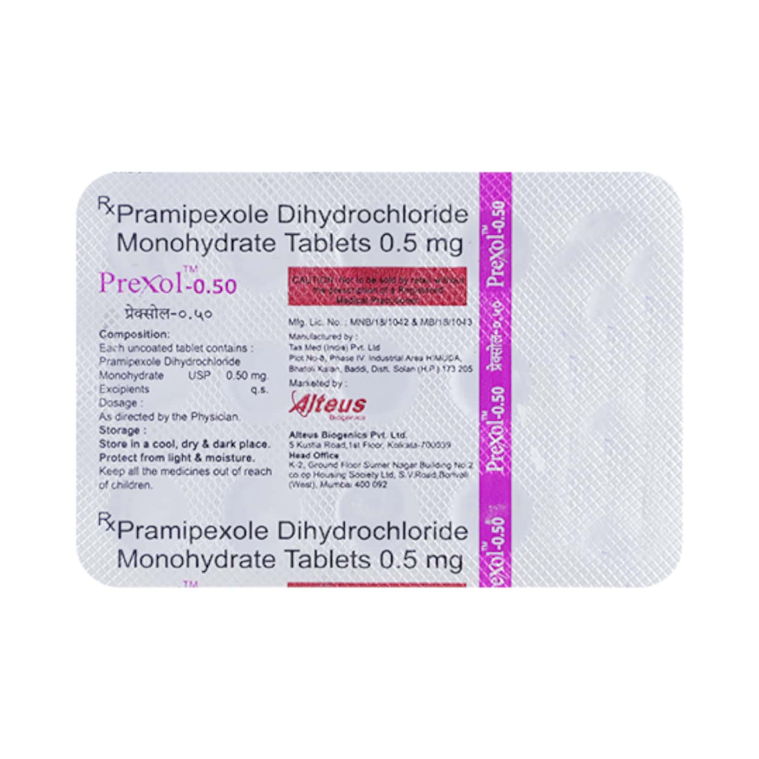 Pramixole 0.50mg Tablets