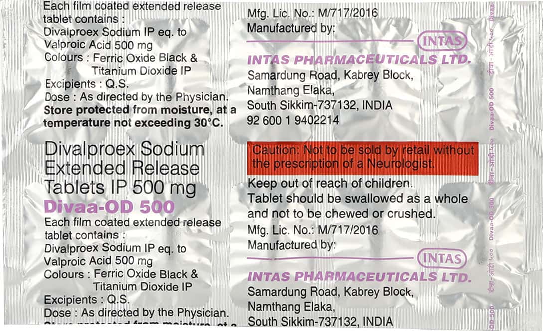 Divaa Od 500mg Tablets