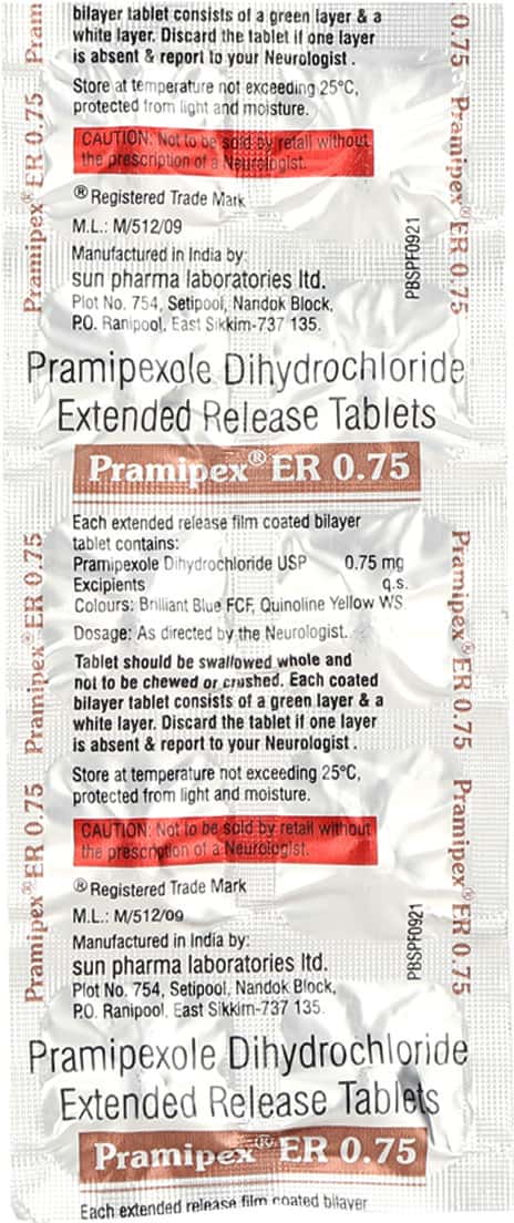 Pramipex Er 0.75mg Tablets