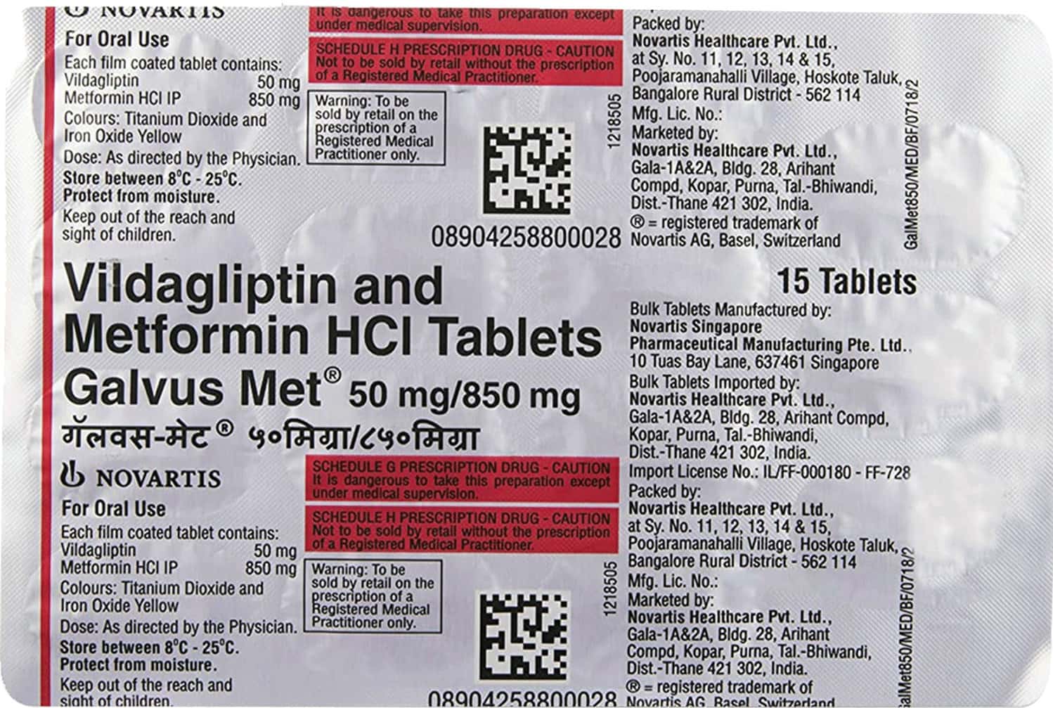 Galvus Met 50/850mg Tablets